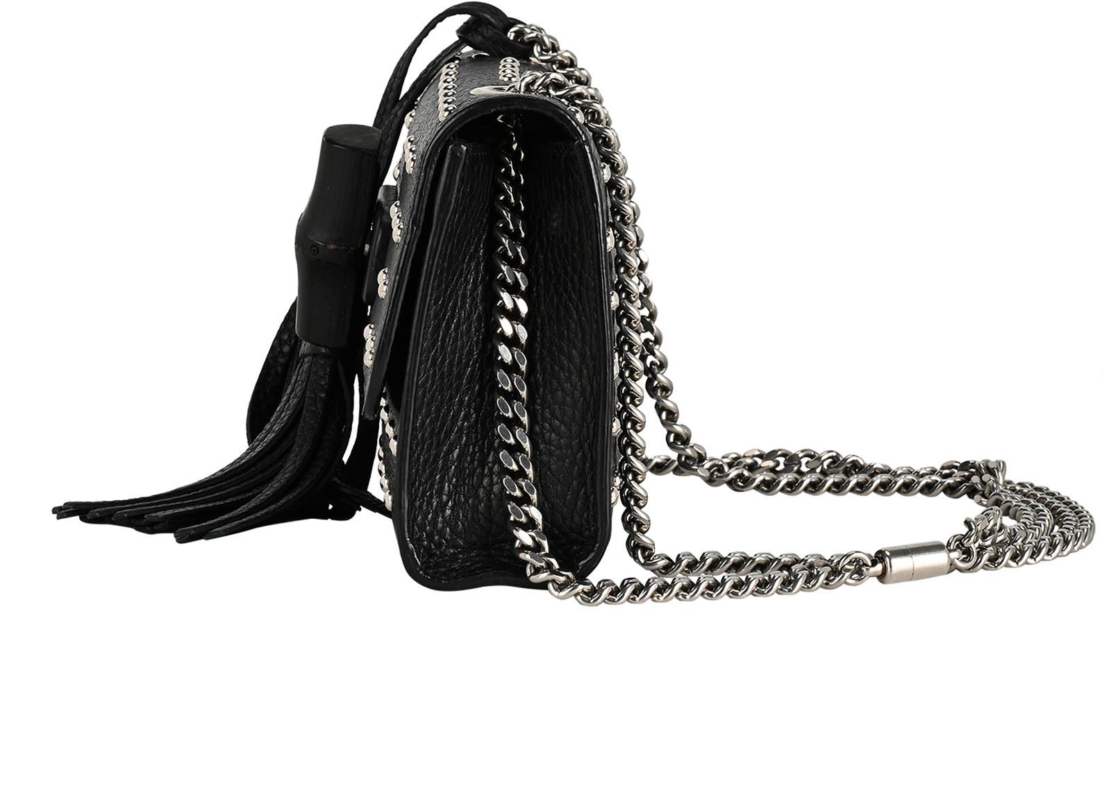 Miss Bamboo Tassel Crossbody, &pound;420, Handbags, Black, Leather, Bottom view